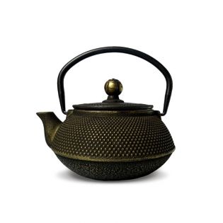 Ceainic fonta "Lushan" 500ml negru/auriu cu infuzor