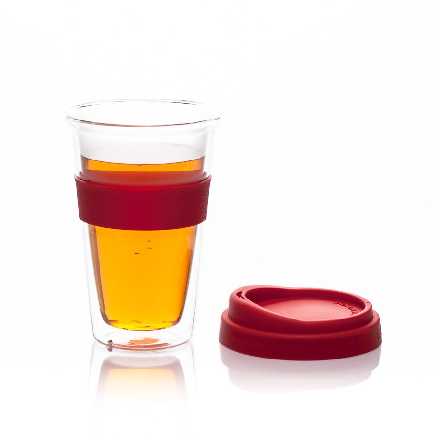 Cană tea2go sticlă dublă cu capac silicon Cană tea2go sticlă dublă cu capac silicon